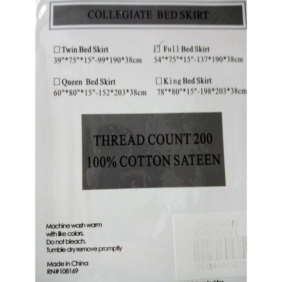 COLLEGECOVERS Oregon Ducks Full Size Bed Skirt New in package - Picture 3 of 7